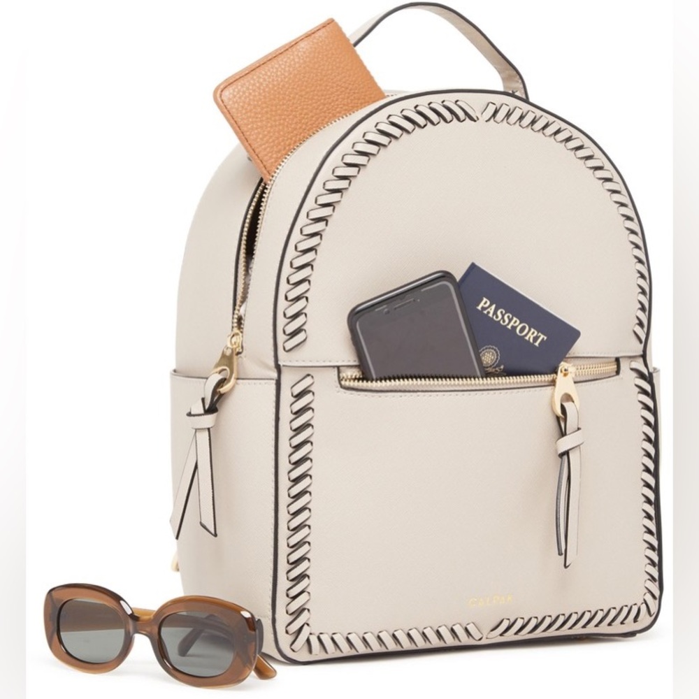 BRAND NEW CalPak Kaya Faux Leather Round Backpack in Stone